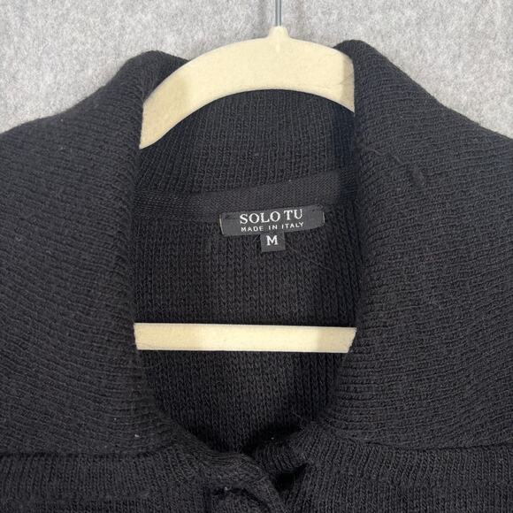 Solo Tu Cardigan Sweater Womens Medium Wool Collar Button Italy Witchy‎ READ - Picture 7 of 11